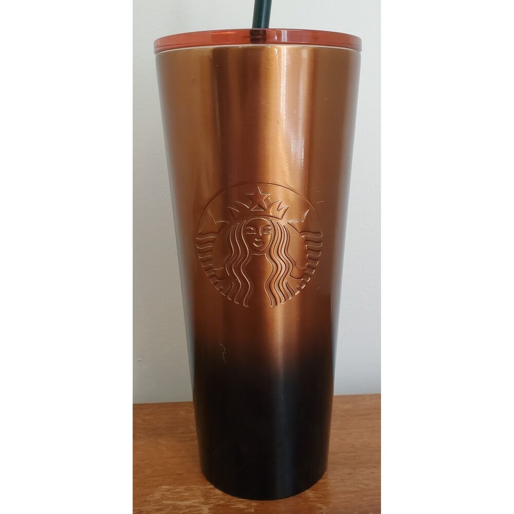 Starbucks Stainless Steel Tumbler Cold Cup Copper Emerald Venti 24oz Siren Logo